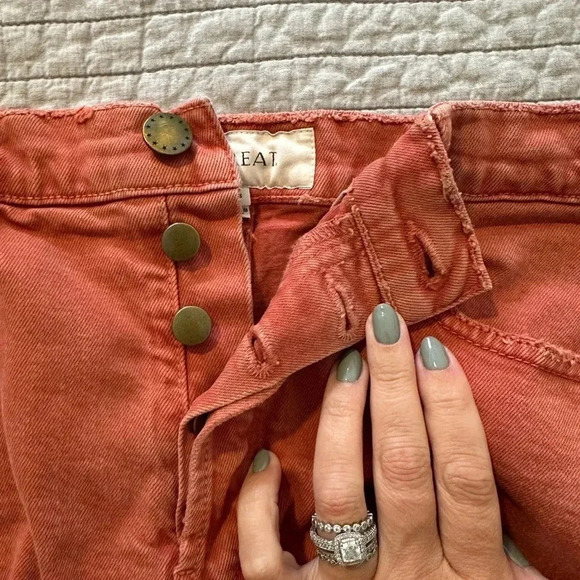 The Great The Cut Off Shorts Button Up Burnt Orange, Coral, Vintage Poppy sz 28 - Picture 5 of 5